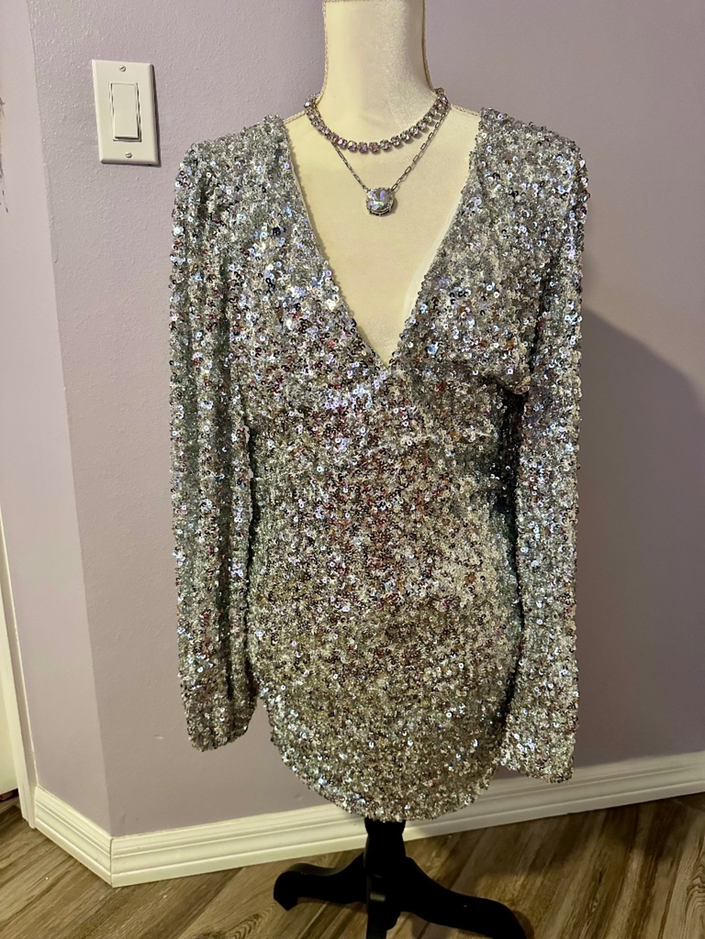 Silver Sequin New Years/Party Dress